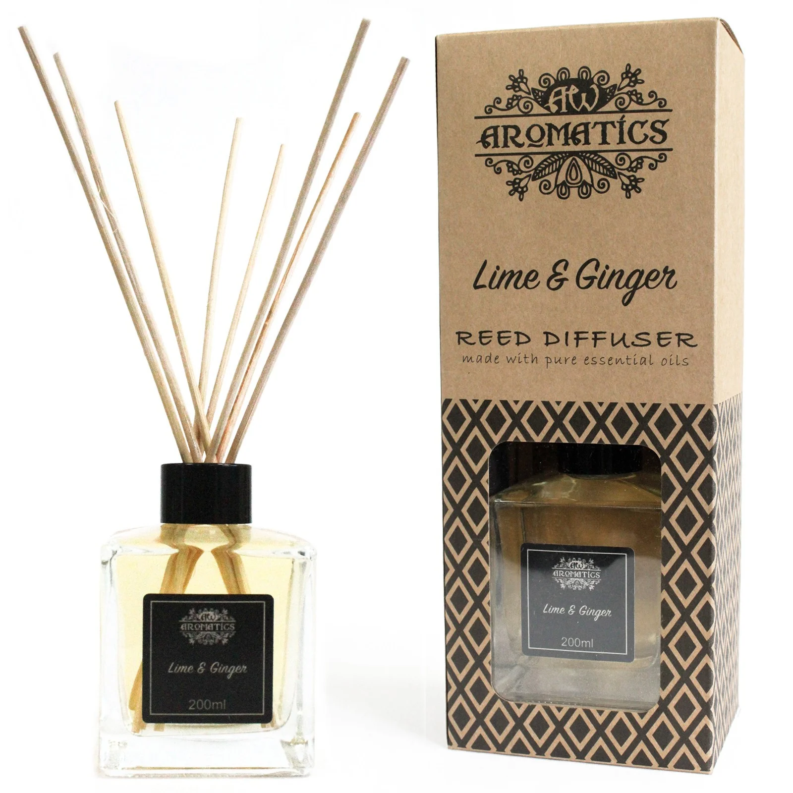 Odorizant Reed Diffuser - Ulei Esențial de Lime și Ghimbir, 200ml
