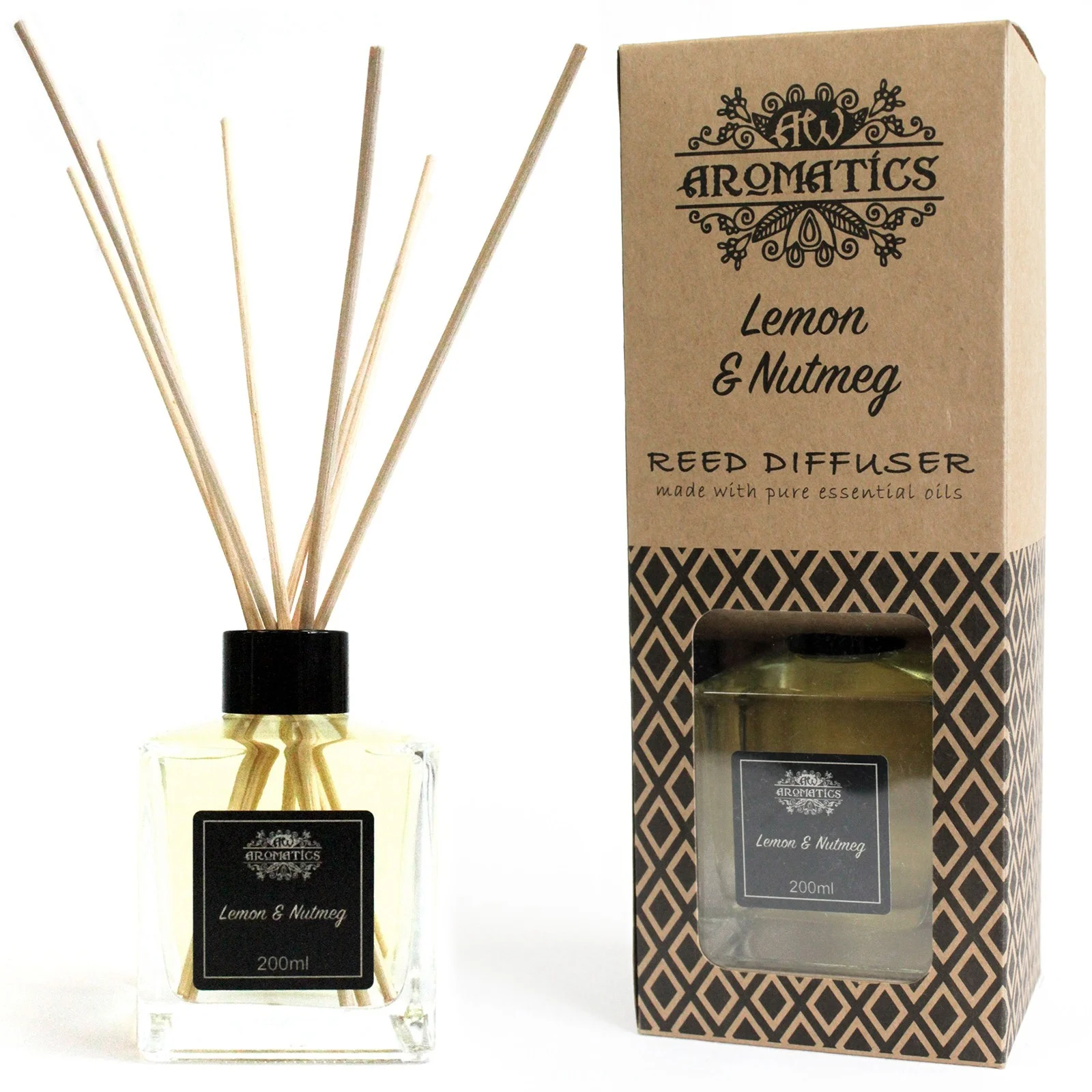 Odorizant Reed Diffuser - Ulei Esențial de Lămâie și Nucușoară, 200ml
