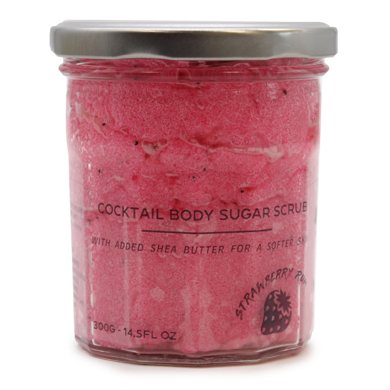 Scrub de Corp Parfumat cu Zahăr - Rom cu Căpșuni 300g
